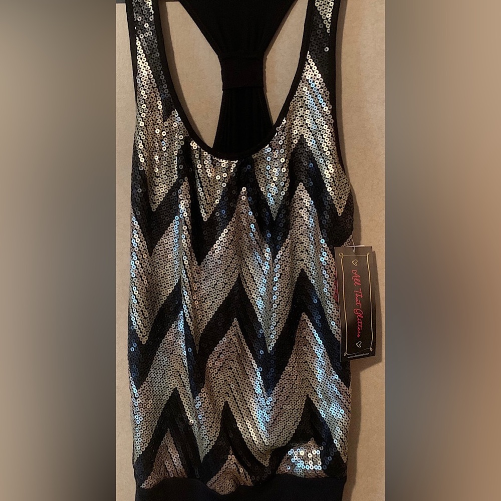 Soulmates Chevron Print Sequin Top